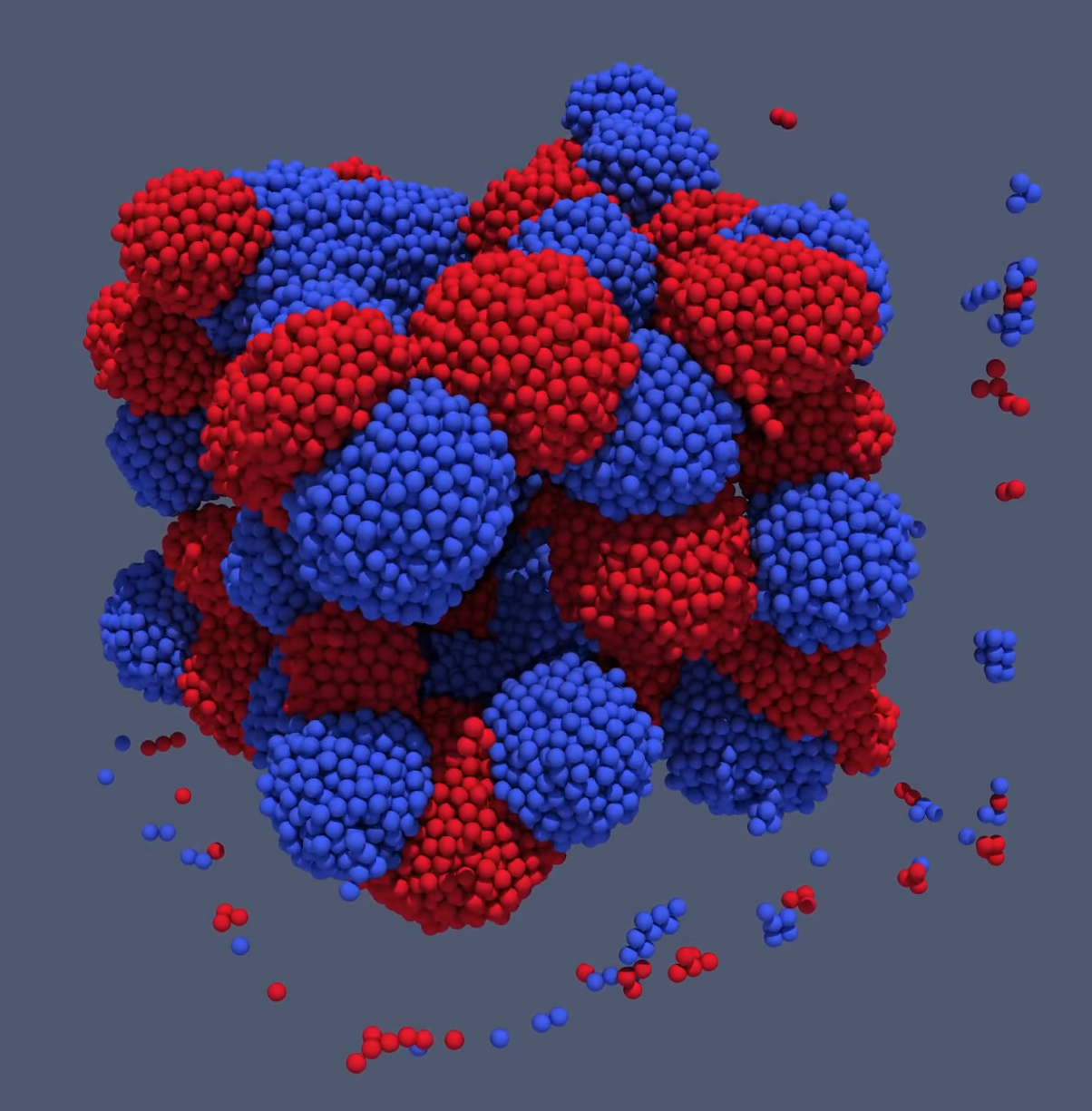Simulation of soma clustering with two cell types and two extracellular substances. 